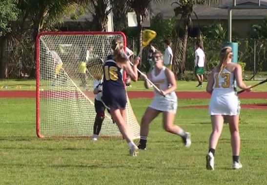 Emily Eckbloom of Palmer Trinity Falcons scores first goal of season in FHSAA District 25 play