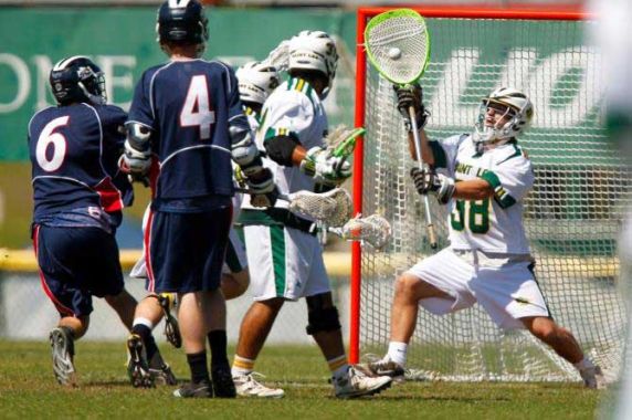 St Leo's Patrick Berry makes the stop (Photo courtesy Mike Carlson)